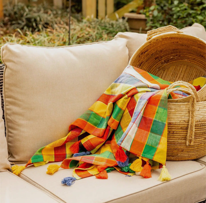 Rainbow Market Plaid Throw