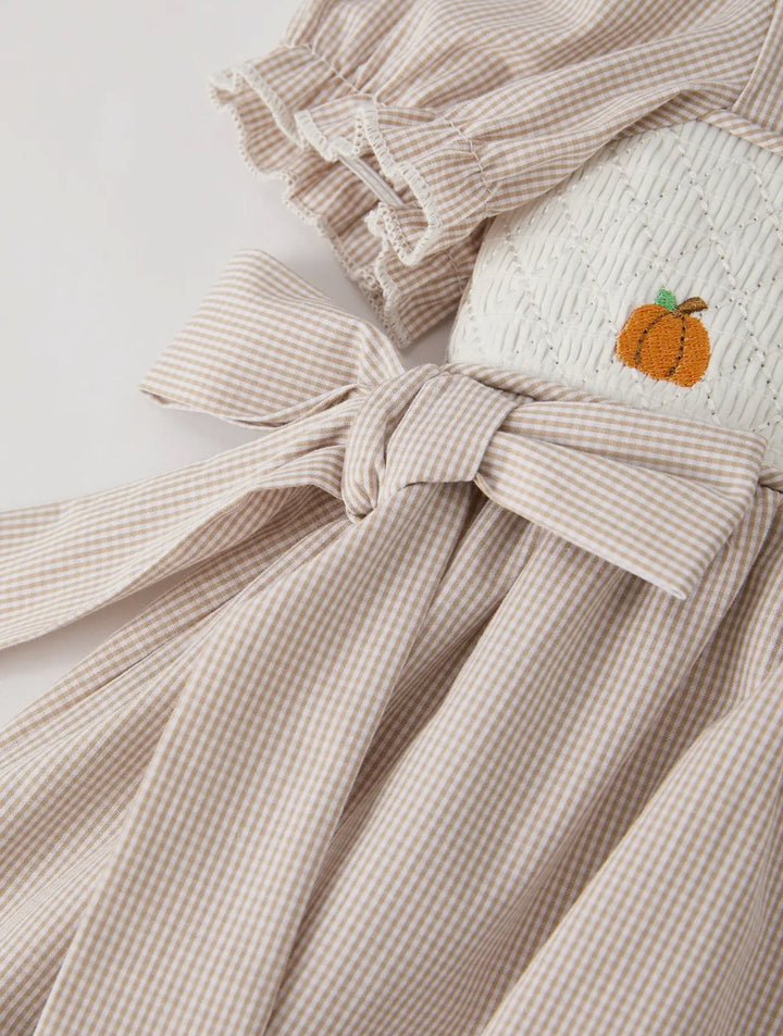 Smocked Pumpkin & Bows Dress