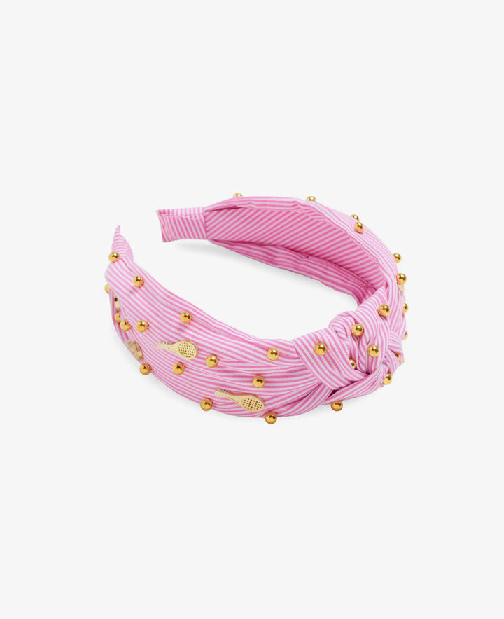 Pink Stripe Tennis Charm Headband