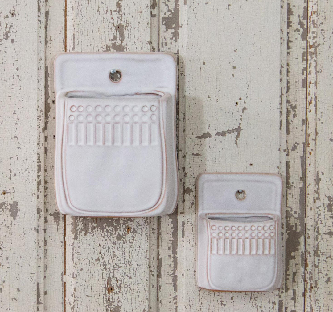 Vintage Relief Stoneware Wall Pocket