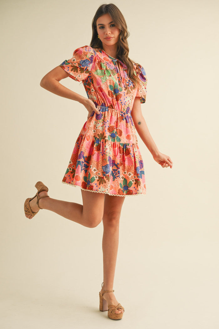 Multi Flower Print Dress