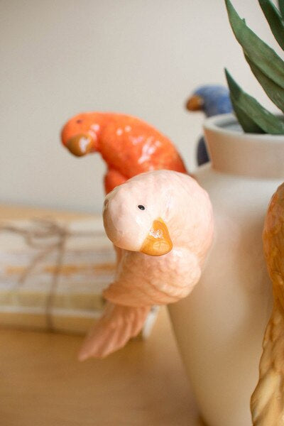 Tropical Parrot Ceramic Vase