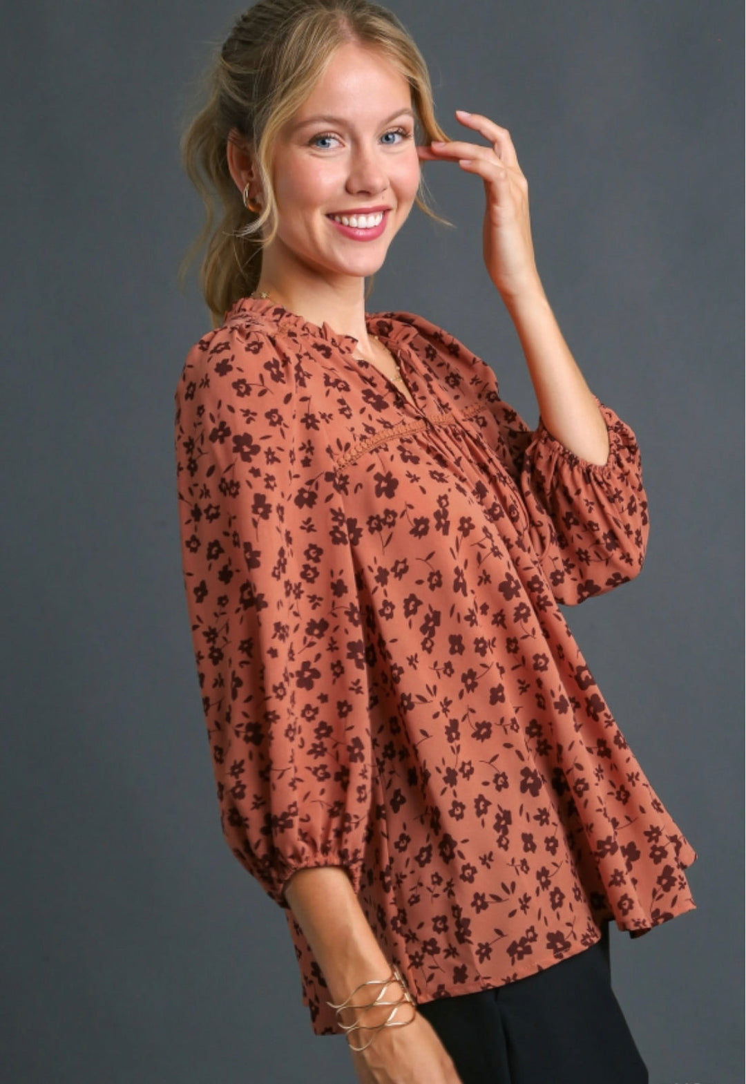 Rust Floral Top