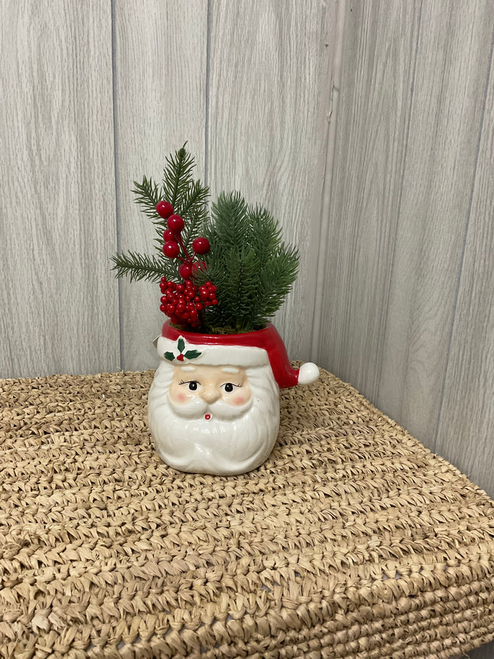 Holiday Character Planters with Faux Holly