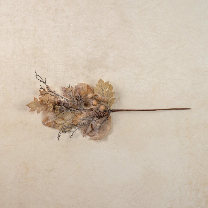 Frosted Champagne Oak Leaf Spray
