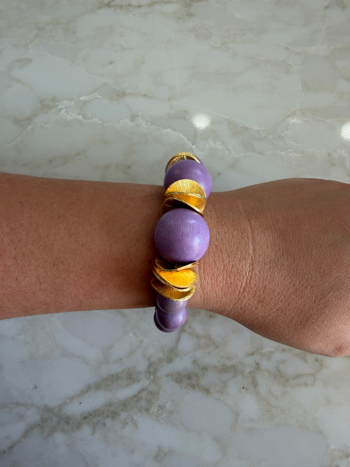 Gilded Wood Beaded Bracelet