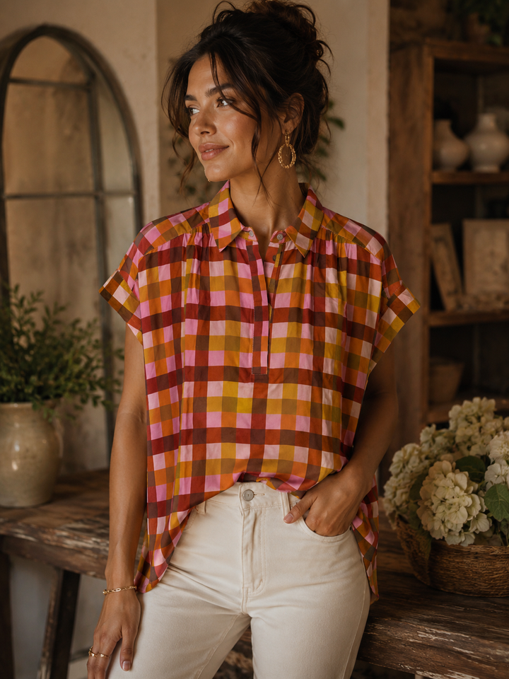 Autumn Check High-Low Top