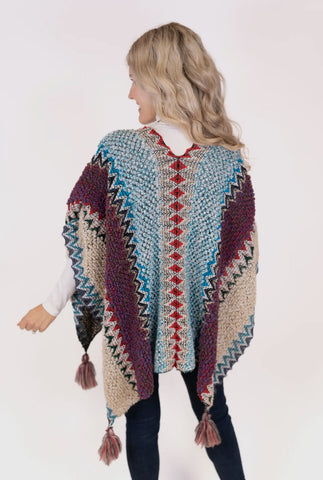 Multi-Colored Shawl with Tassels