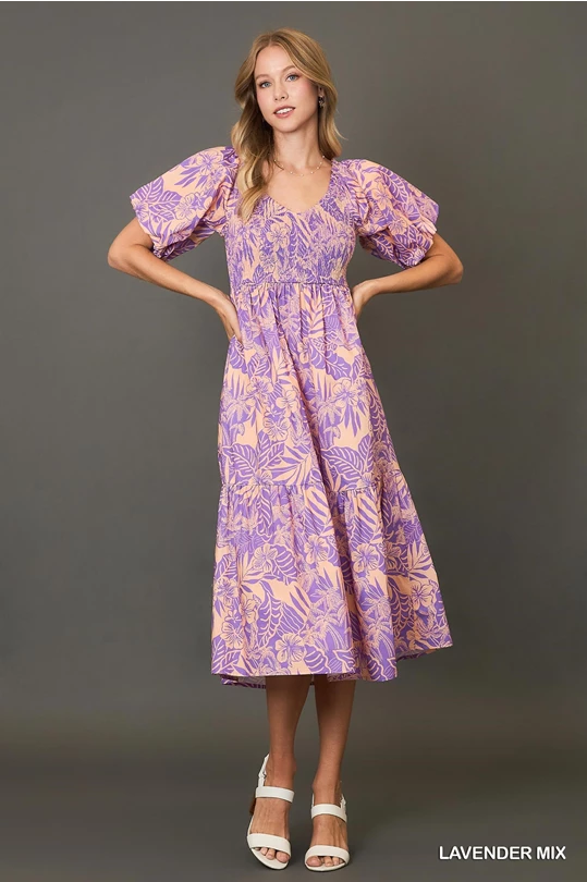 Elegant Tropics Midi Dress