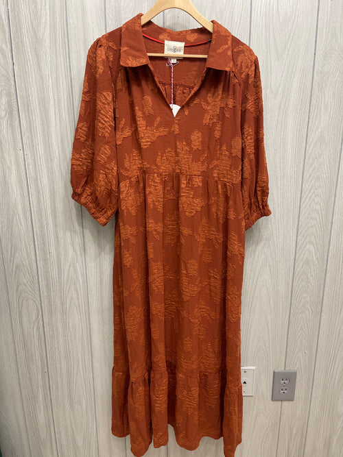 Rust Burn Out Midi Dress