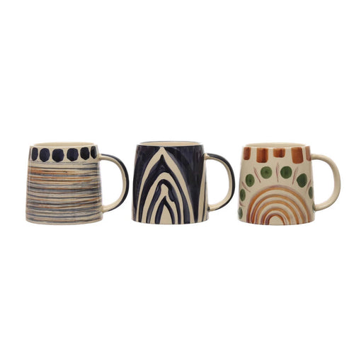 Hand Painted Stoneware Mugs