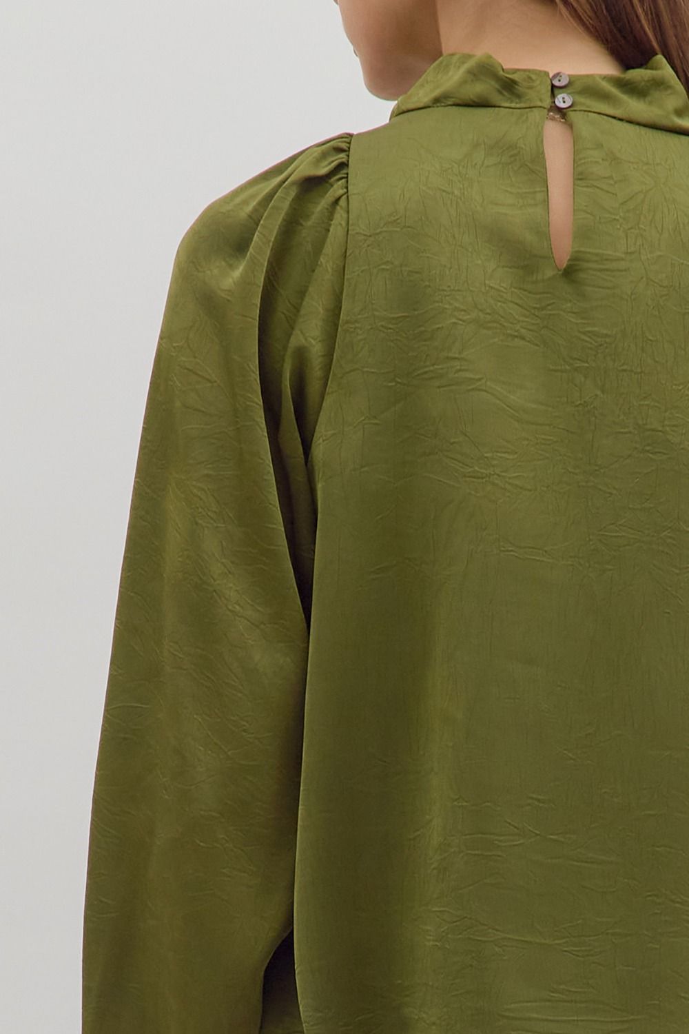 The Olive Luxe Satin Drape Top