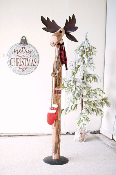 Recycled Metal and Wood Moose