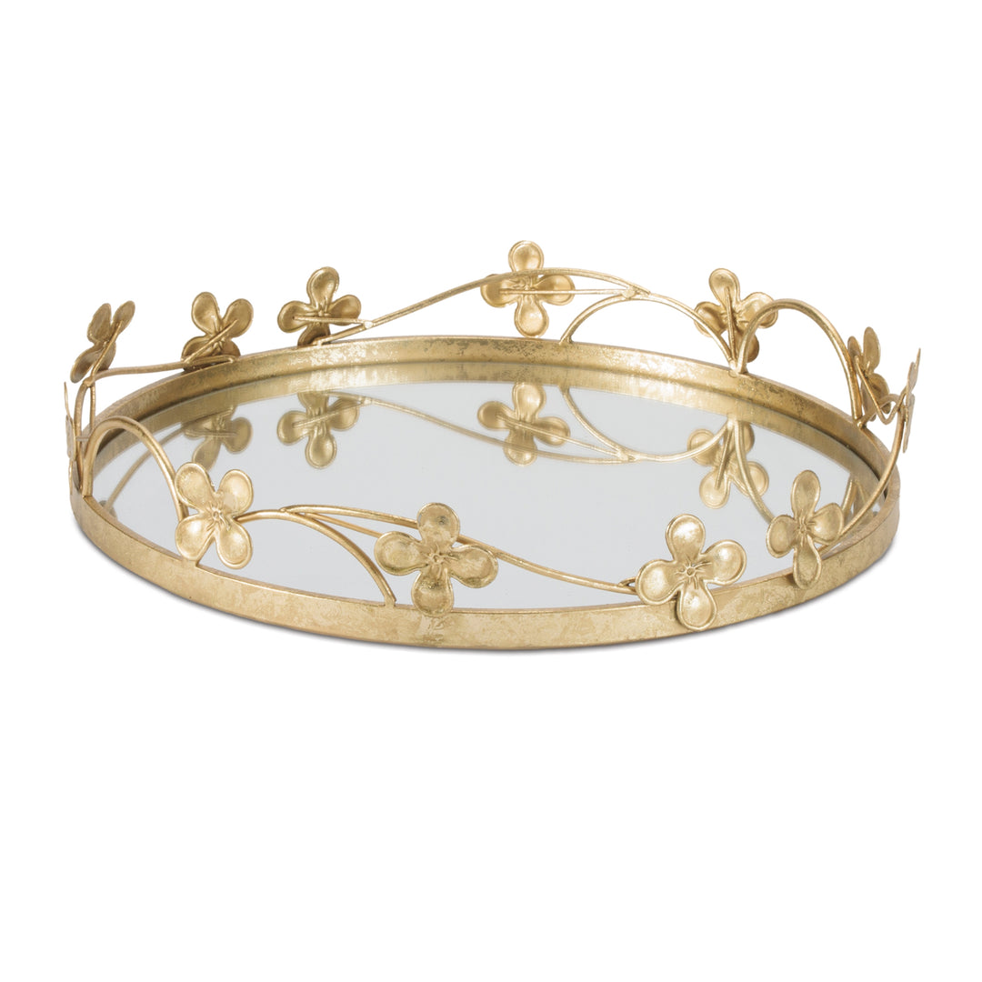 Golden Blossom Mirror Tray