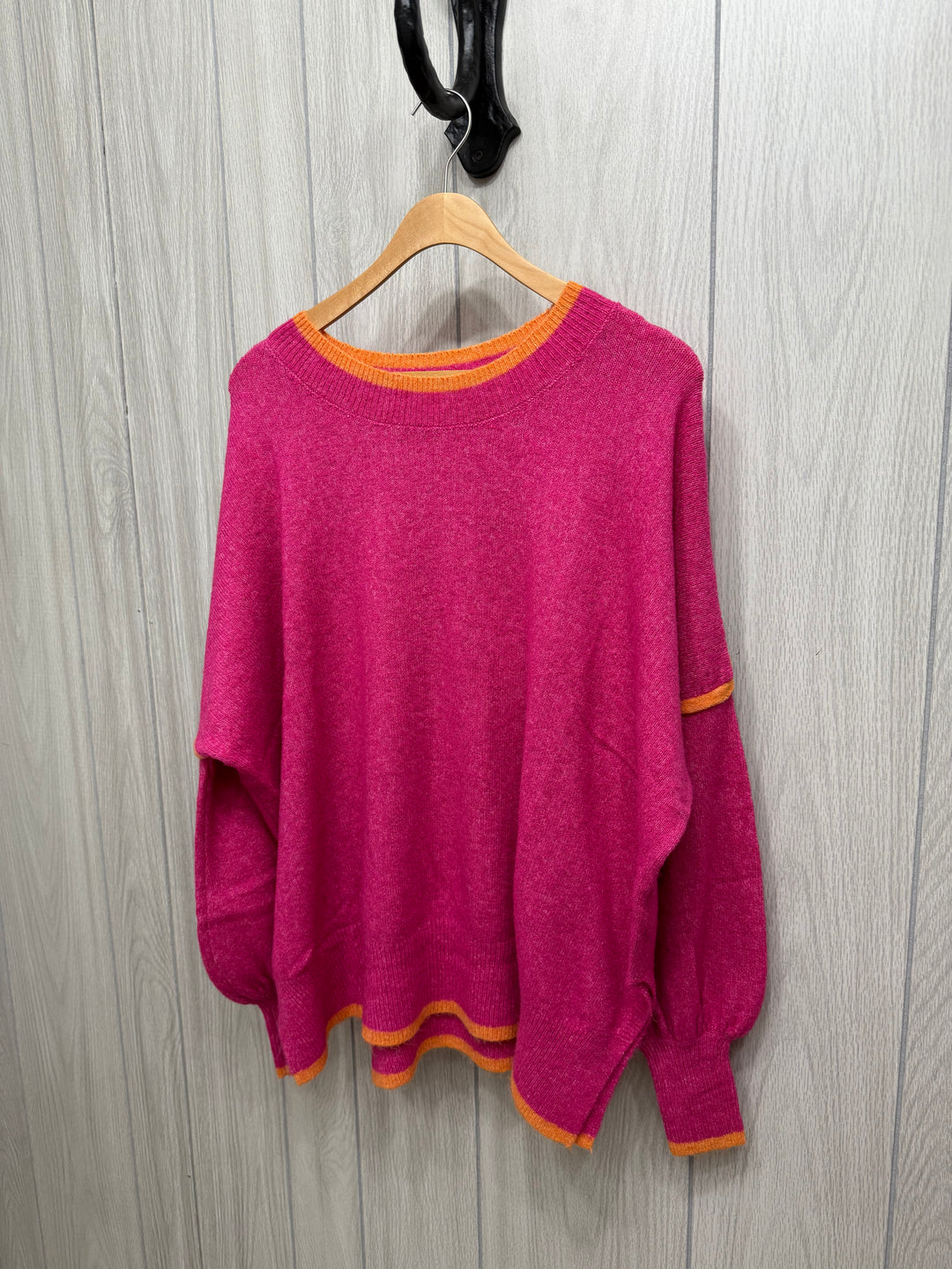 Sunset Trim Fuchsia Sweater