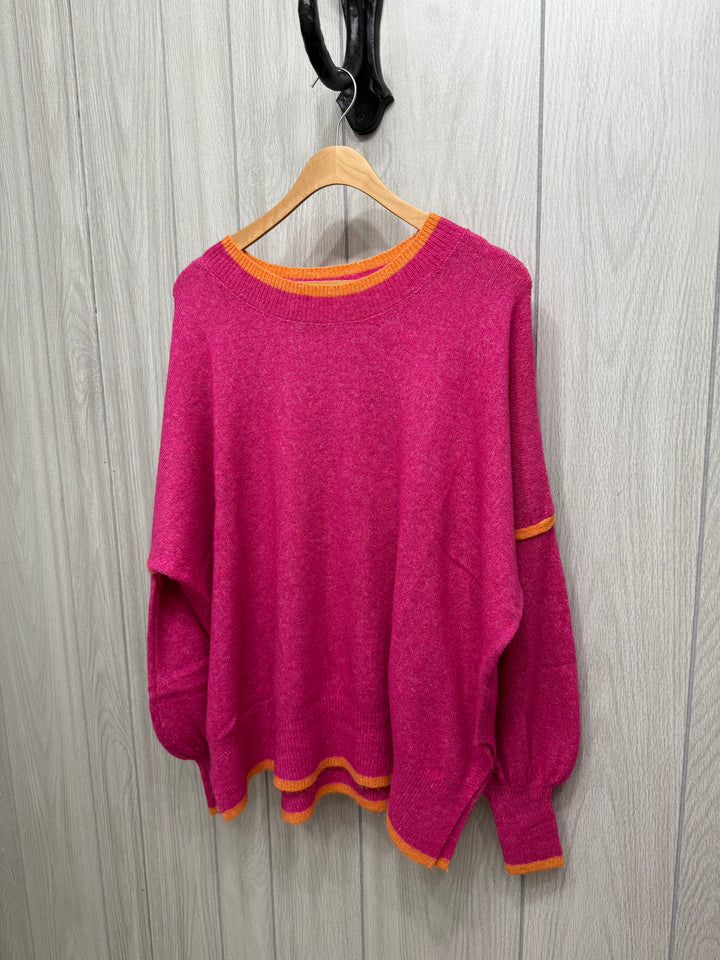 Sunset Trim Fuchsia Sweater