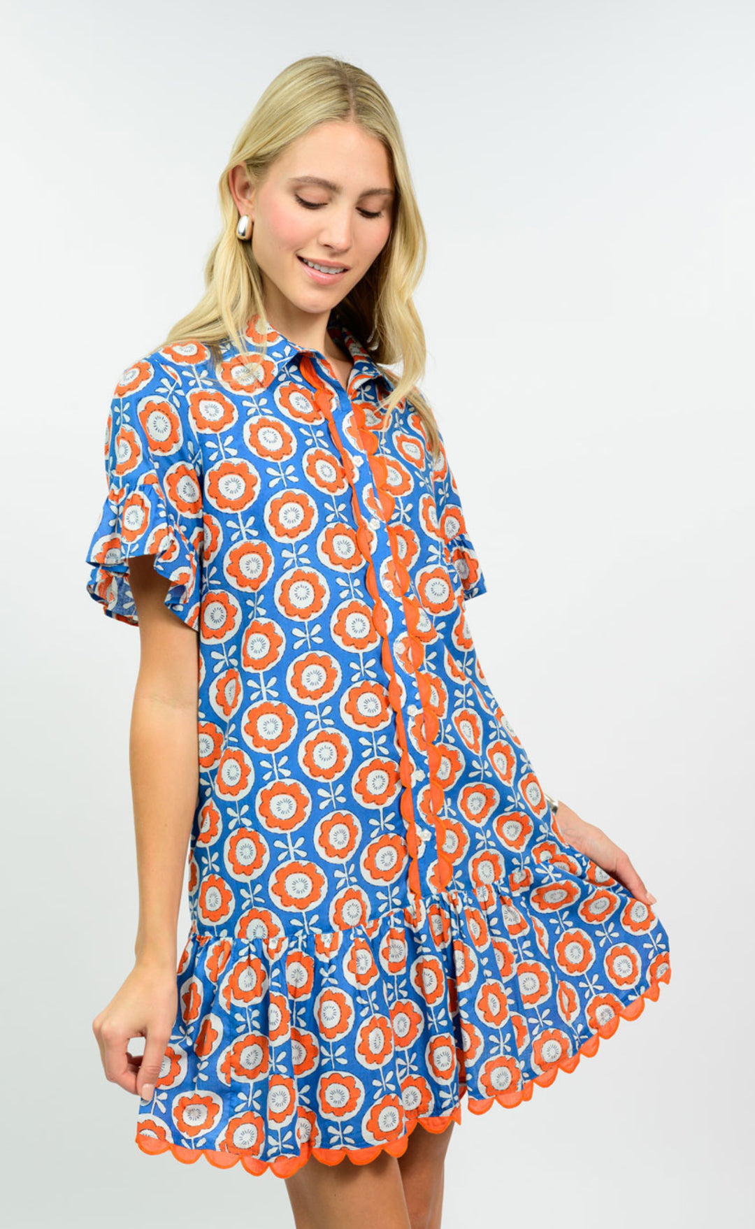 Citrus Bloom Scallop Dress