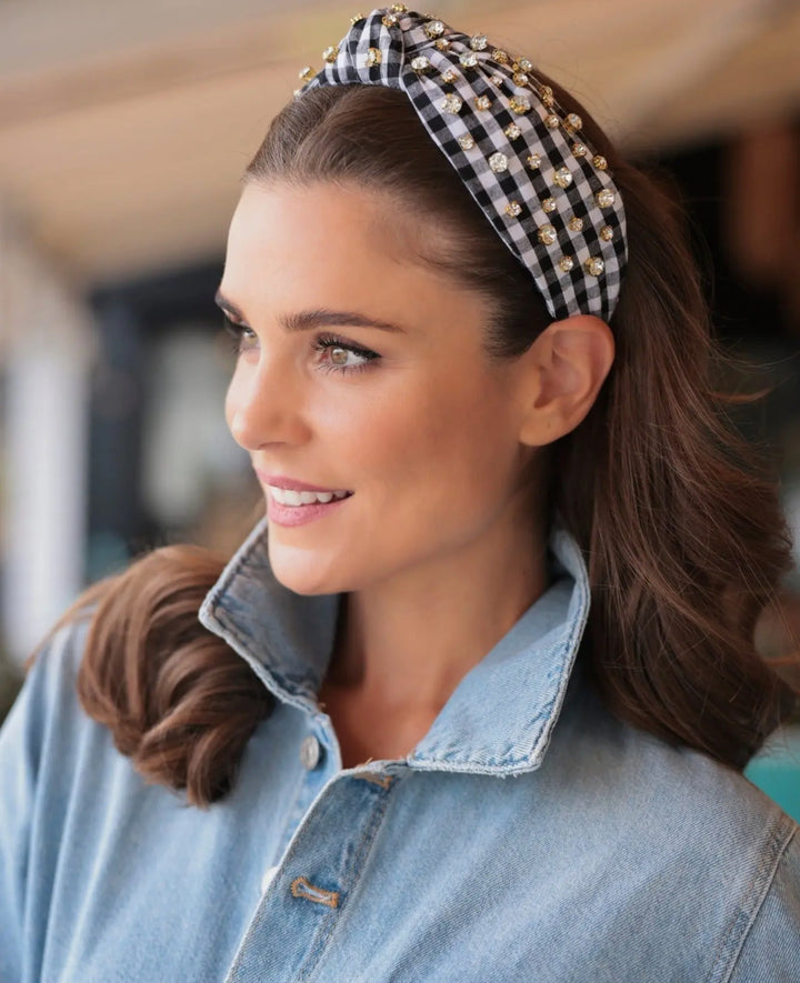 Gingham Gem Knot Headband