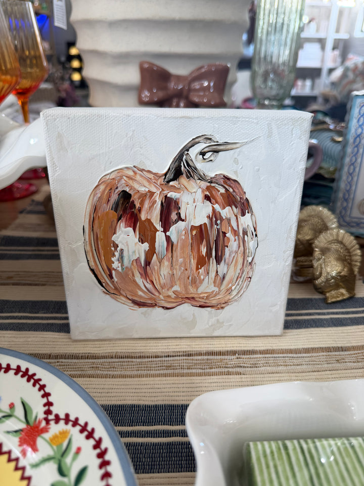 Rustic Harvest Pumpkin Canvas Block