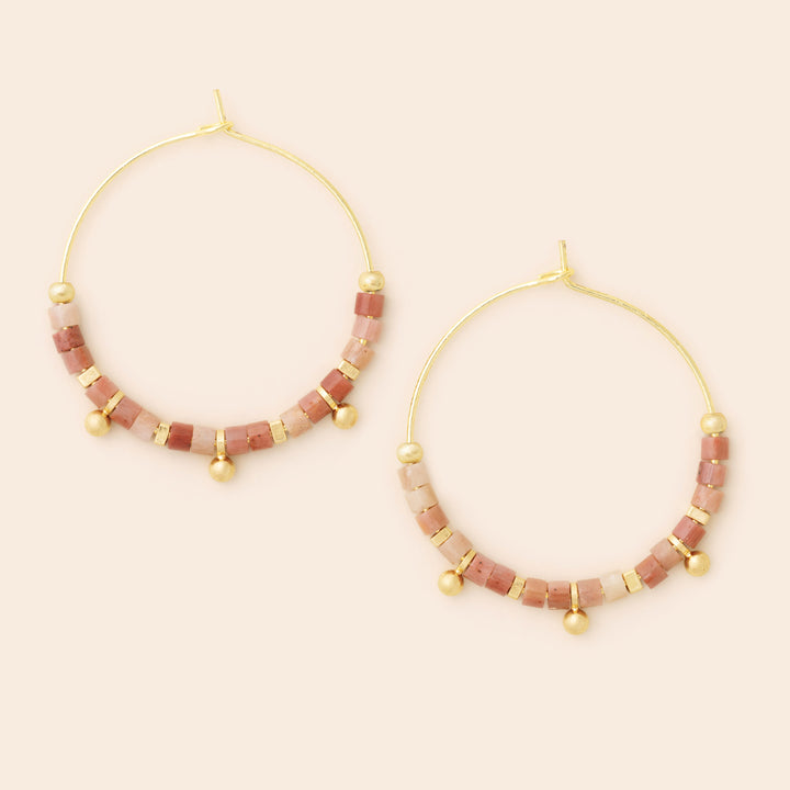 Stone Disc Hoop Earring - FINAL SALE