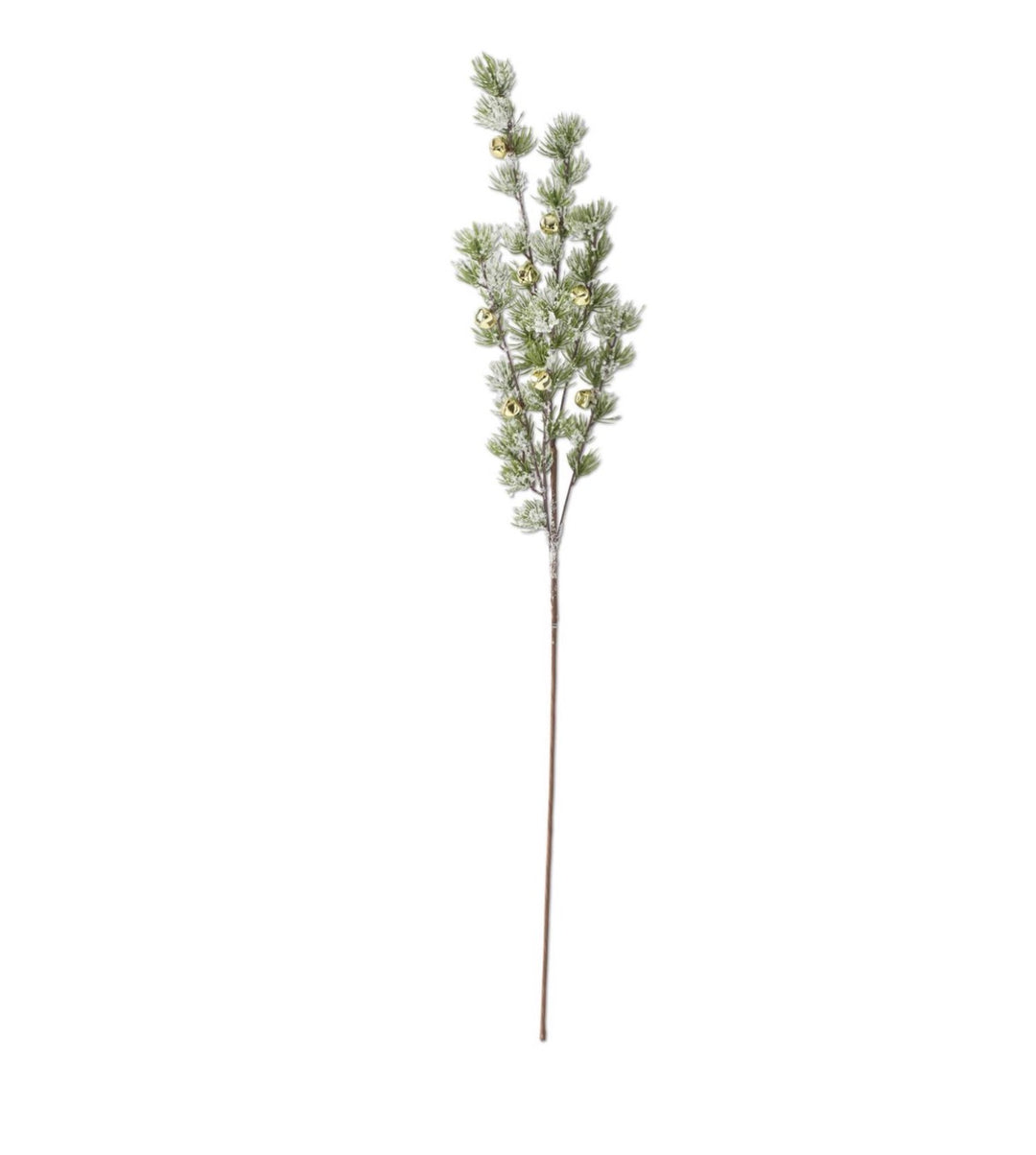 Frosted Evergreen & Gold Jingle Bell Stem – 37.5"