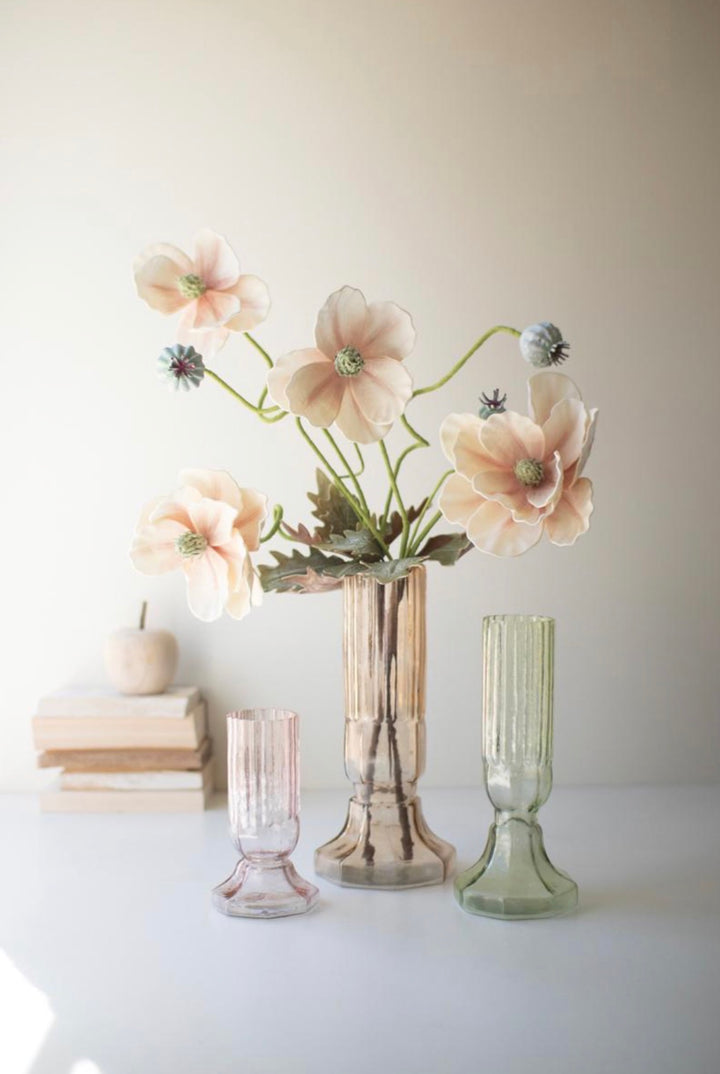 Vintage Ribbed Glass Stem Vases