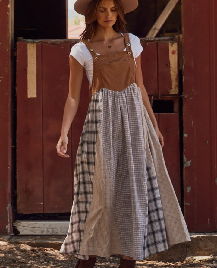 Patchwork Prairie Pinafore Overall Dress