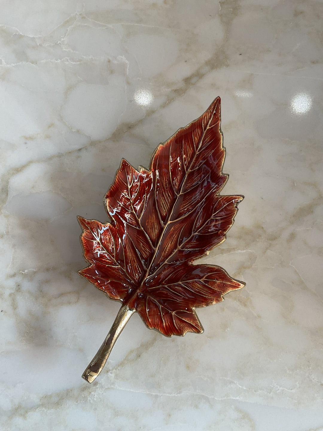 Enamel Leaf Trinket Dish