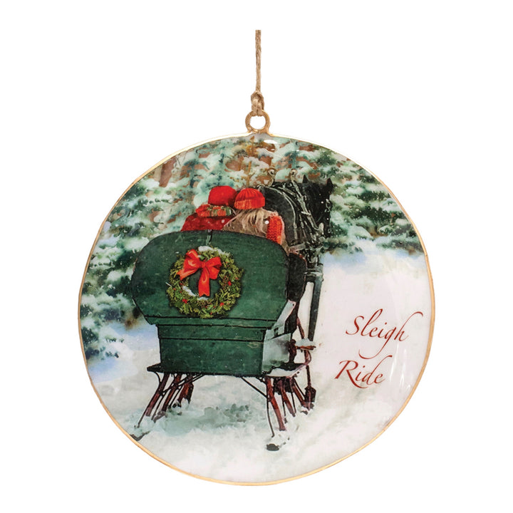 Sleigh Ride Iron Disc Ornament – 6″