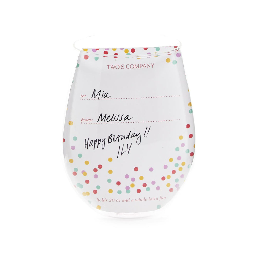 Happy Birthday Stemless Wine Glass