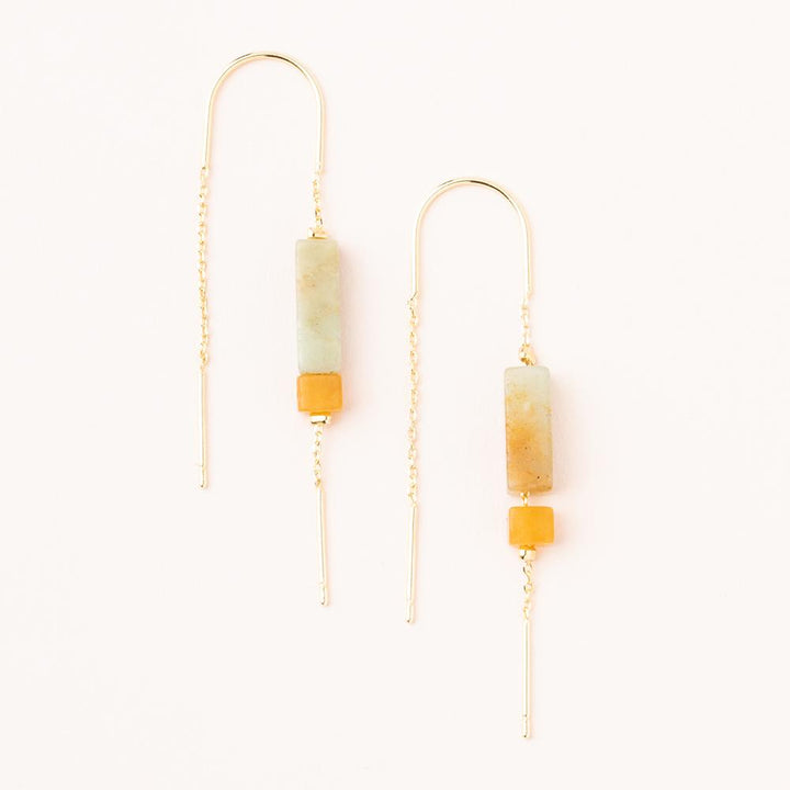 Rectangle Stone Thread Earrings - FINAL SALE