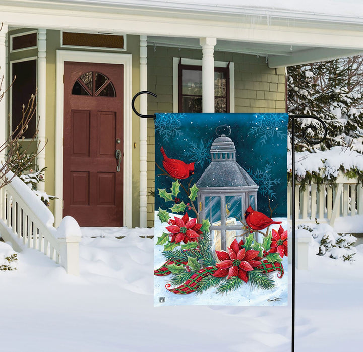 Cardinal Christmas Lantern Garden Flag
