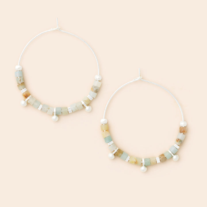 Stone Disc Hoop Earring - FINAL SALE