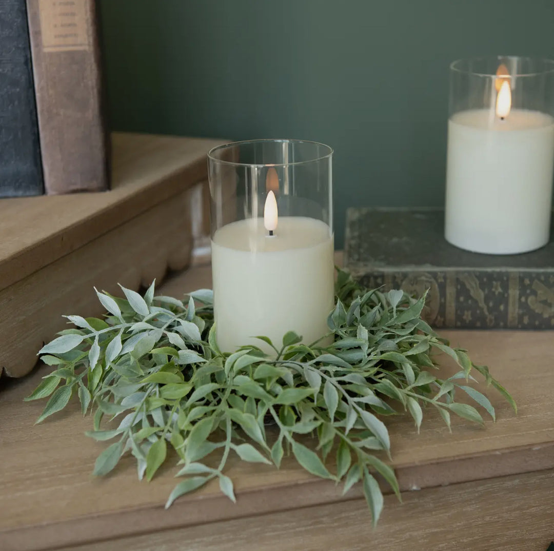 12” Green Tea Leaf Candle Ring