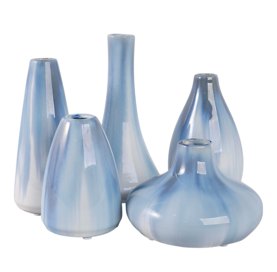 Blue Mist Art Glass Vase Collection