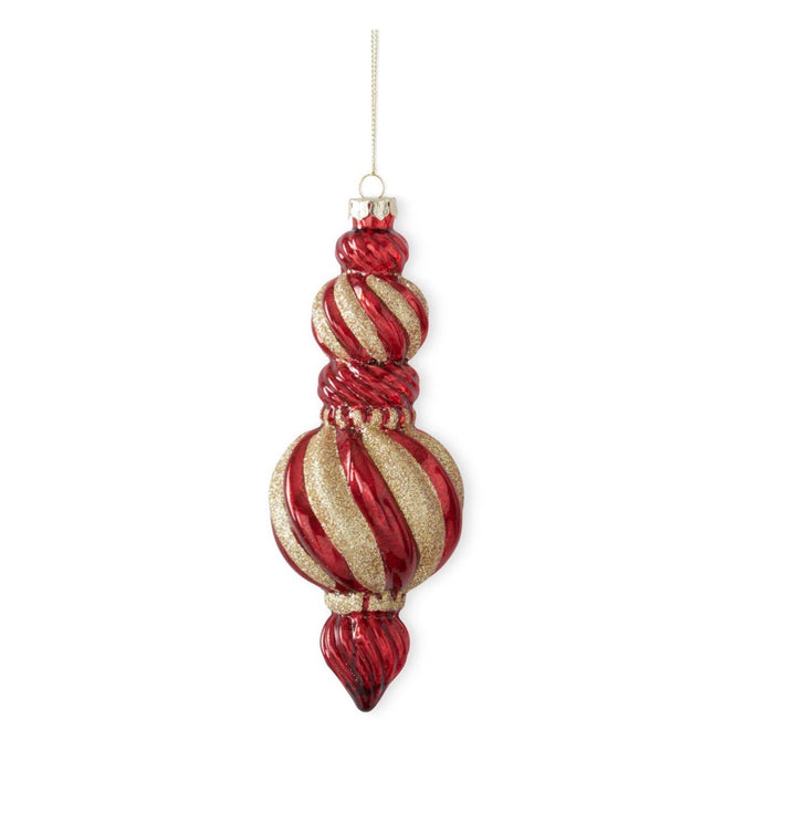 Ruby & Gold Swirl Glass Finial Ornaments