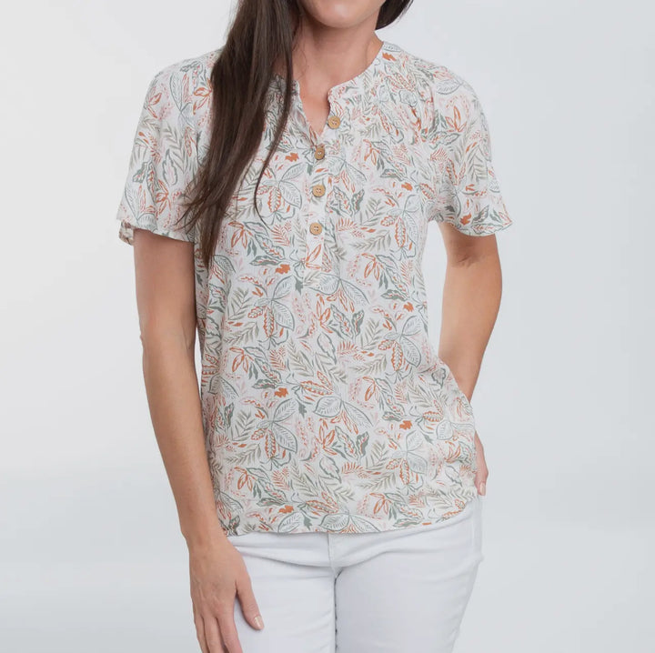 Joelle Green/Coral Floral Top