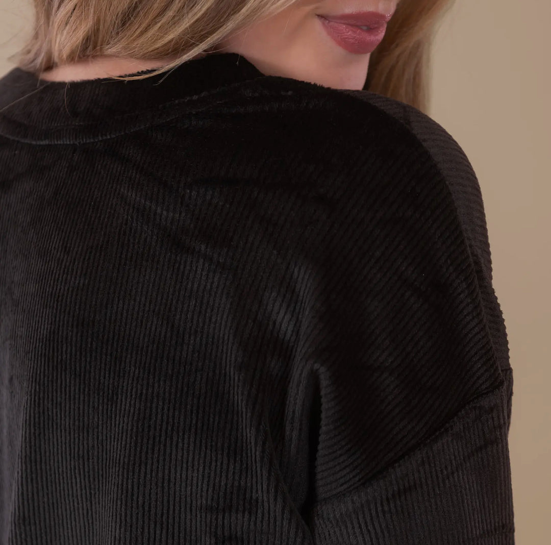 Soft Rib Lounge Top – Black