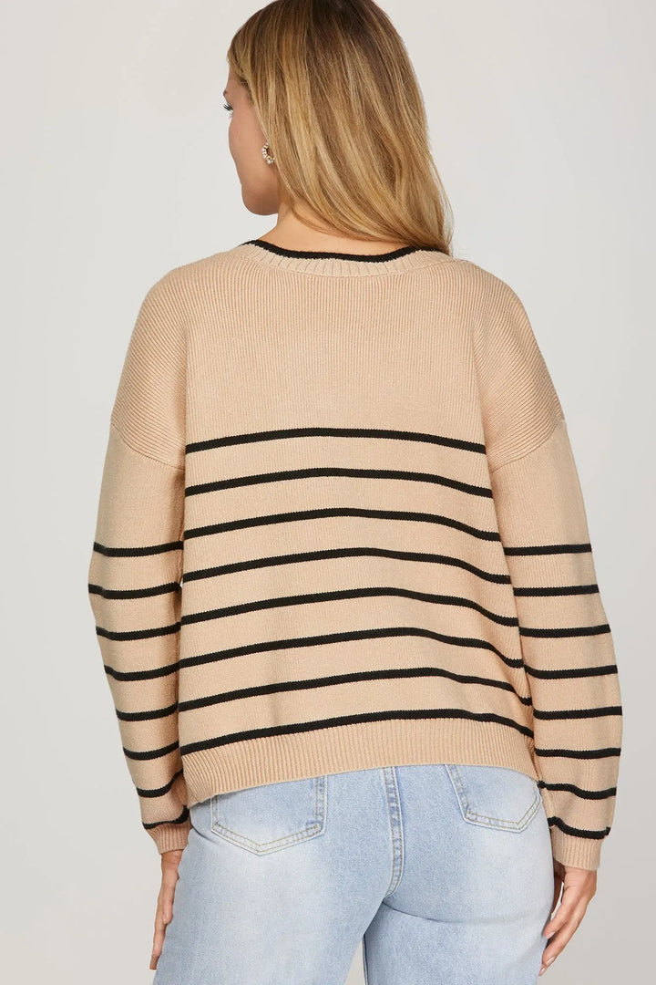 The Coquette Stripe Bow Cardigan