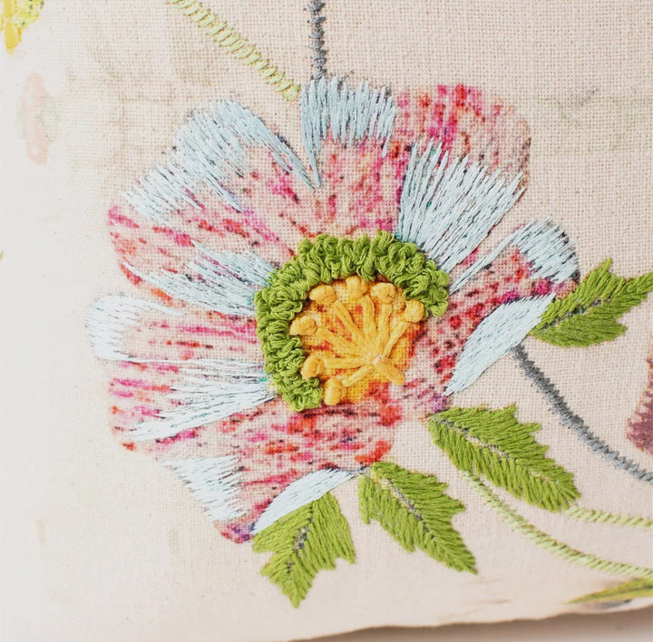 Garden Whimsy Dragonfly Embroidered Pillow