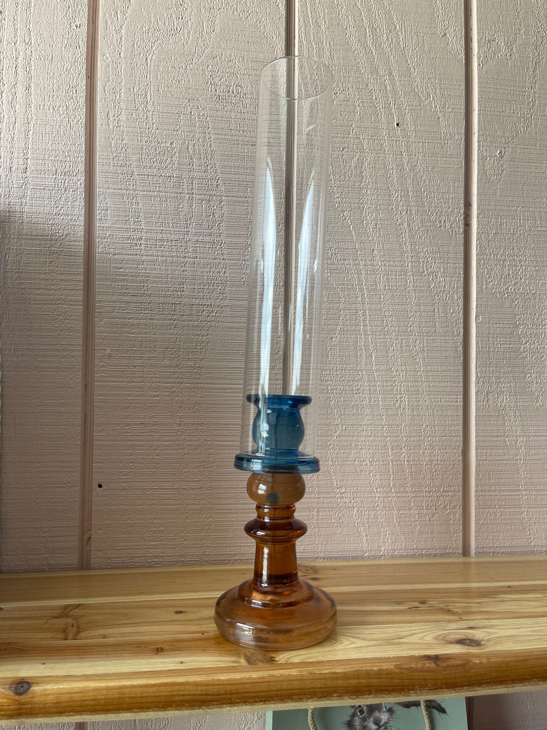 Glass Blue/Brown Candle Holders