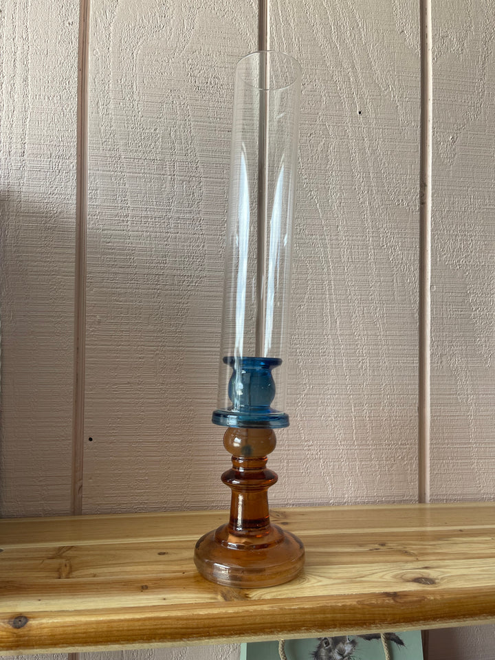 Glass Blue/Brown Candle Holders