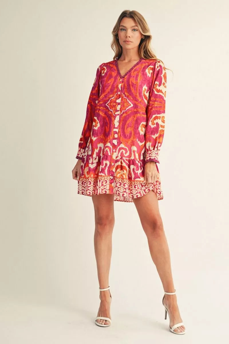 Sunset Kaleidoscope Tiered Dress