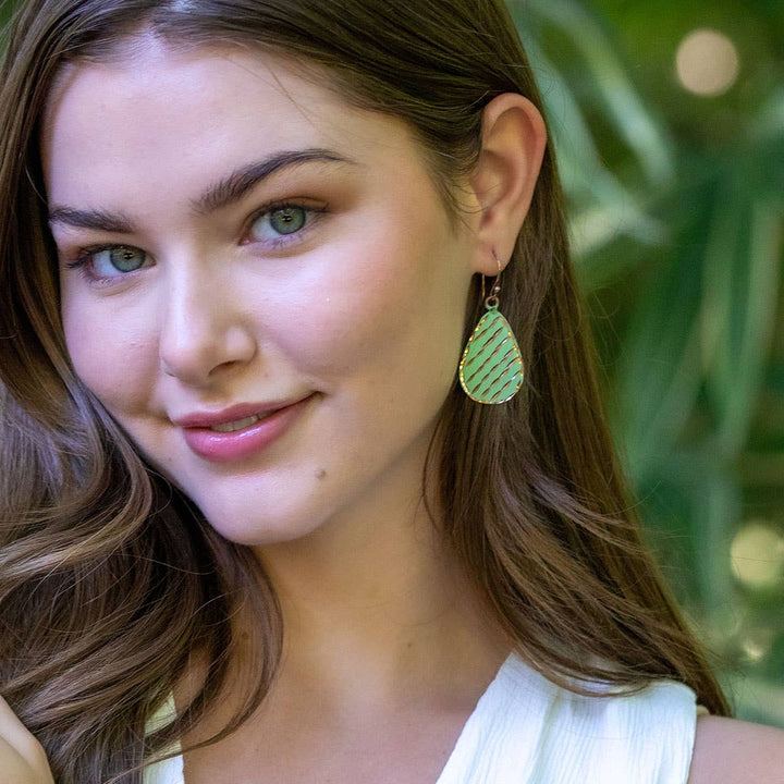 Patina Engraved Copper Earrings