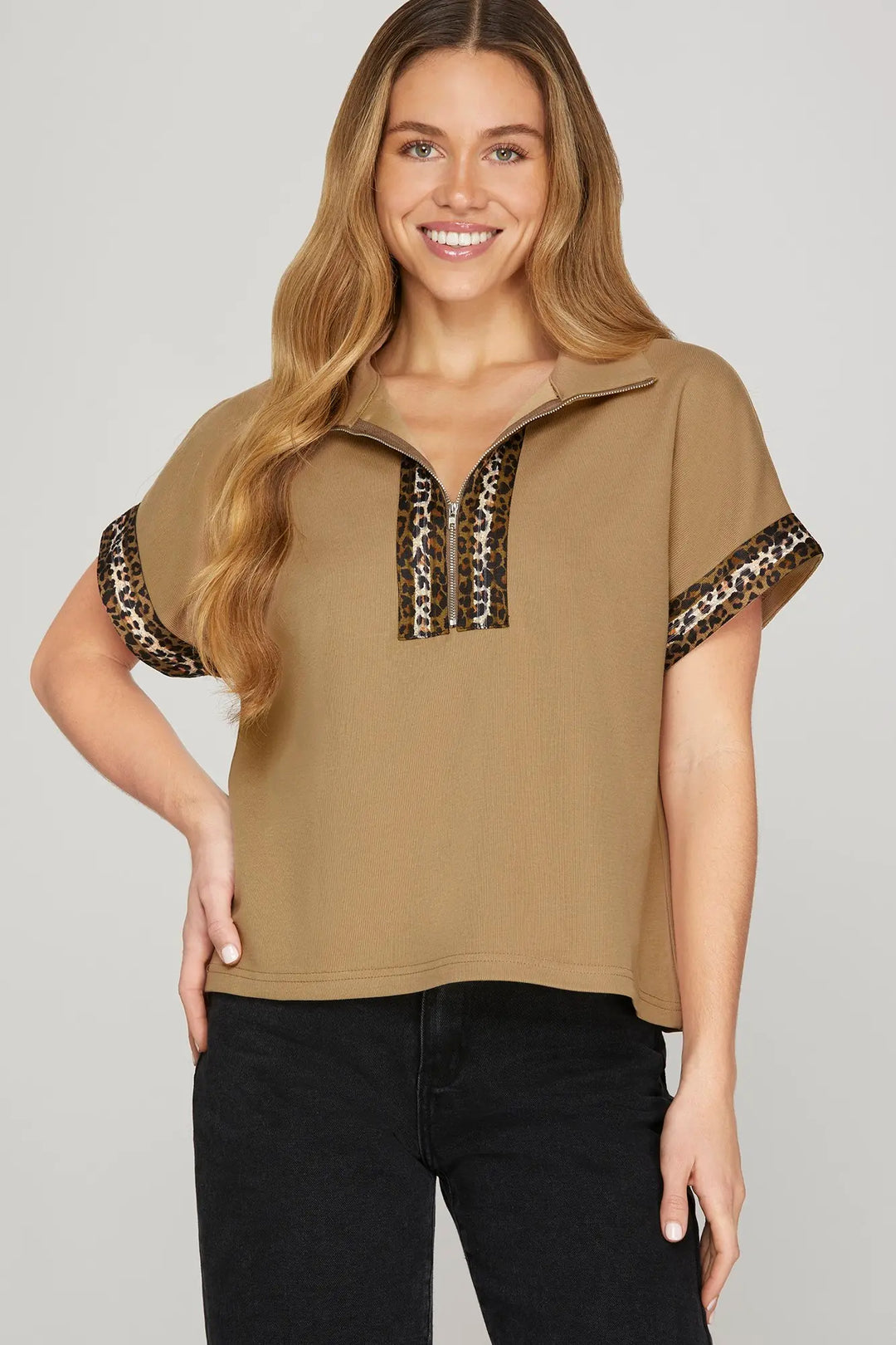 Wildly Chic Zip Polo Top