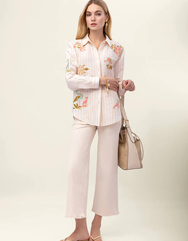Aida Buttonfront Shirt – Castillo Blush Stripe