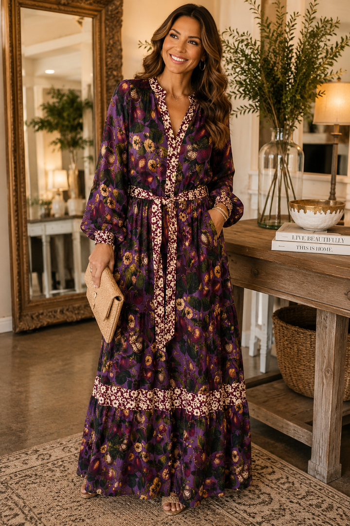 Blackberry Harvest Drop Waist Dress