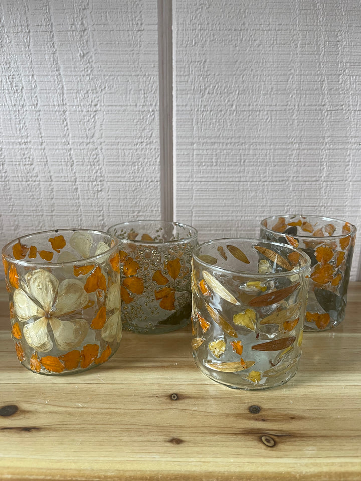 Autumn Bloom Pressed Flower Tealight Holder