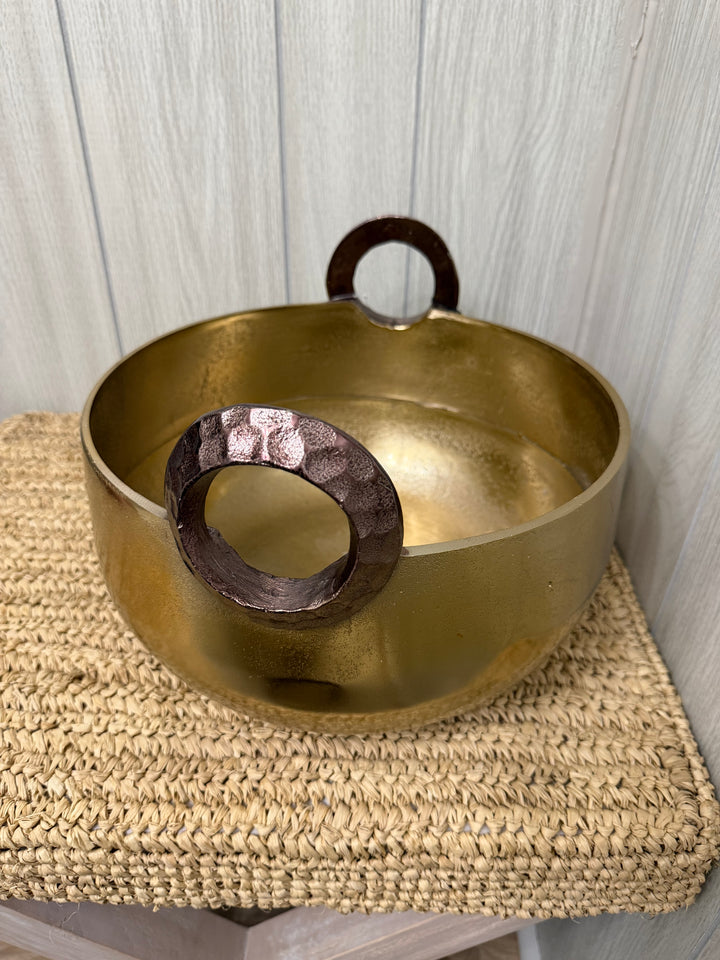 Antique Brass Artisan Handled Bowl