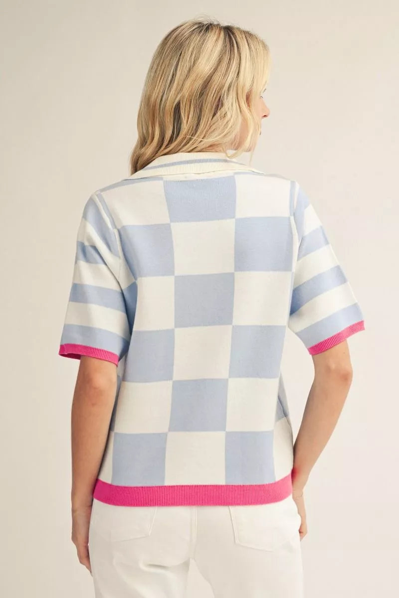 The Harper Checkered Knit Top